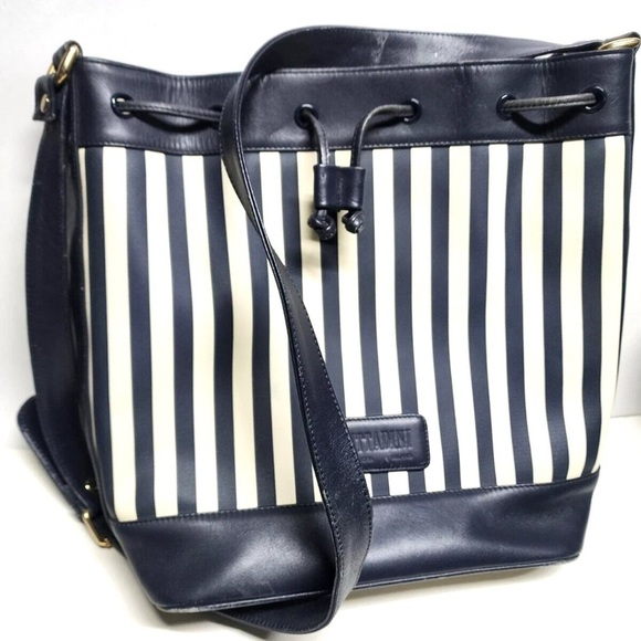 Adrienne Vittadini Handbags - Adrienne Vittadini navy and white bucket bag​​
